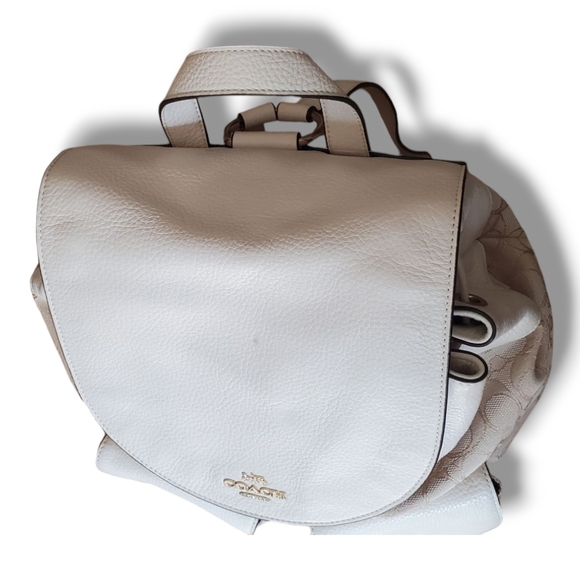 COACH F30275 Outline Signature Billie Khaki Chalk Jacquard Backpack - Picture 6 of 14